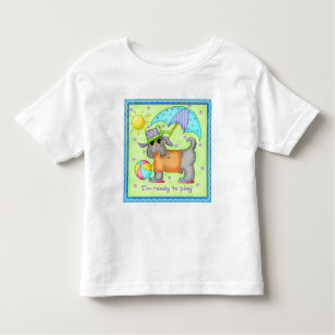 Camiseta De Bebé Arte banal del perro de la playa azulverde