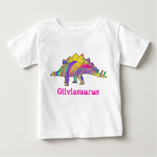 Camiseta De Bebé Arte colorido del dinosaurio del Stegosaurus de