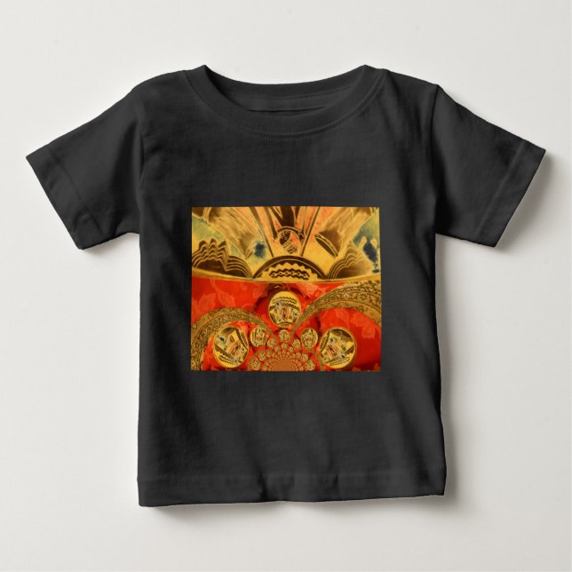 Camiseta De Bebé Arte Cultural Africano: Rico diseño rojo dorado (Anverso)