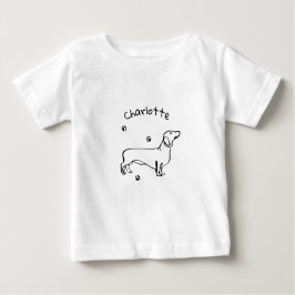 Camiseta De Bebé Arte Dachshund minimalista - Tu texto, tu estilo