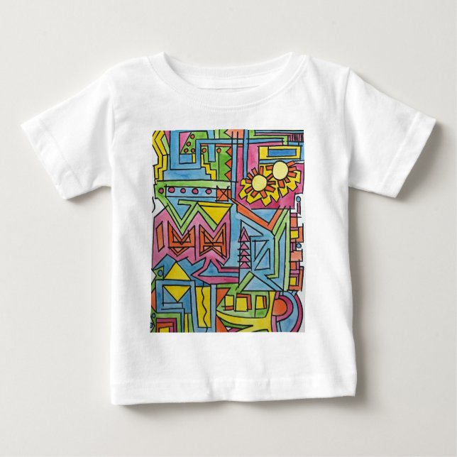 Camiseta De Bebé Arte de acuarela geométrica de alta noon-moderna (Anverso)