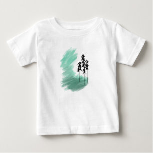 Camiseta De Bebé arte de árbol verde escandinavo simple moderno men