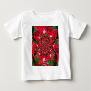 Camiseta De Bebé Arte de caleidoscopio de flor roja natural y pluma