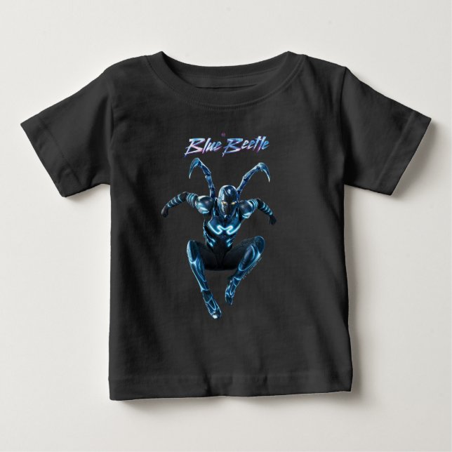 Camiseta De Bebé Arte de caracteres de salto de escarabajo azul (Anverso)