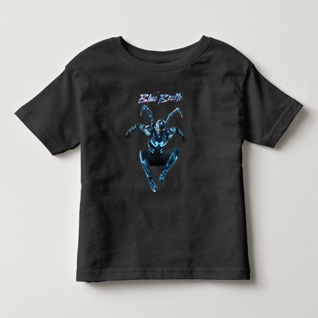 Camiseta De Bebé Arte de caracteres de salto de escarabajo azul (Anverso)