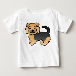 Camiseta De Bebé Arte de caricatura de perro Norfolk Terrier negro