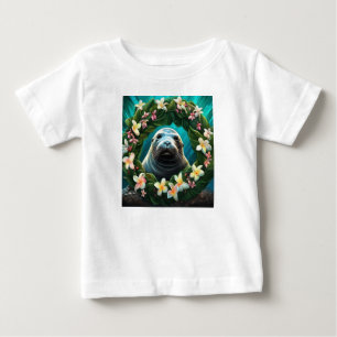 Camiseta De Bebé Arte de dibujos animados de foca monje hawaiana co