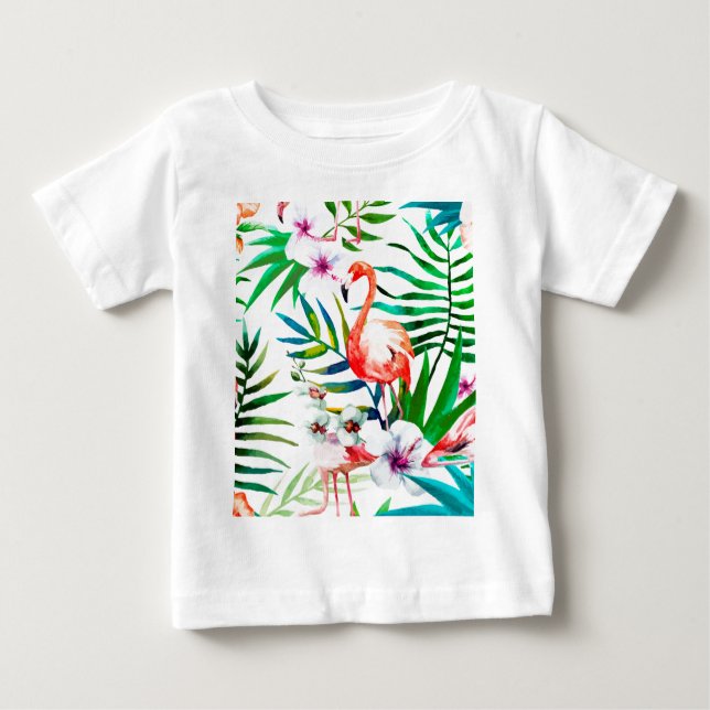 Camiseta De Bebé Arte de flamingo tropical (Anverso)