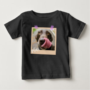 Camiseta De Bebé Arte de foto con estilo Polaroid de perro lindo