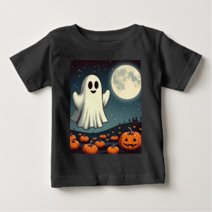 Camiseta De Bebé Arte de halloween con fantasmas y calabazas