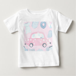 Camiseta De Bebé Arte de IA para coches rosados