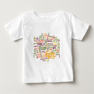 Camiseta De Bebé Arte de Impresión de Nube de Palabras Ligeras