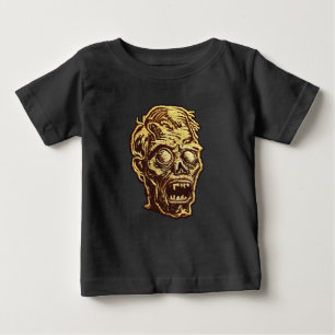 Camiseta De Bebé Arte de Insignia Bordada de Zombie Dorado