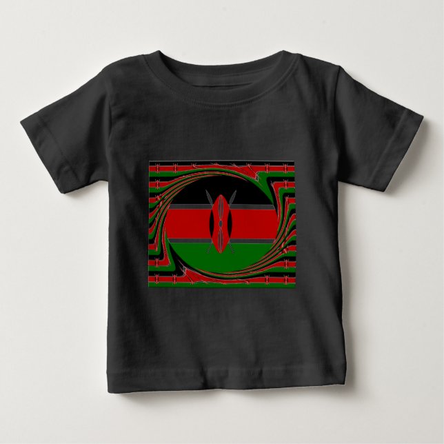 Camiseta De Bebé Arte de la bandera de Kenia - Diseño patriótico y  (Anverso)