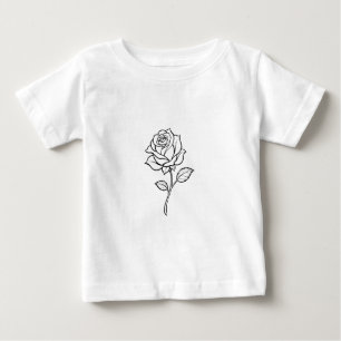 Camiseta De Bebé Arte de línea de rosa minimalista Floral elegante 