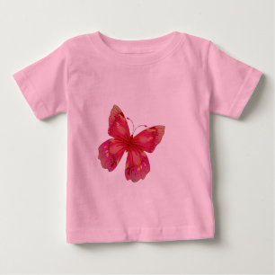 Camiseta De Bebé Arte de mariposa de bonito rosa vintage