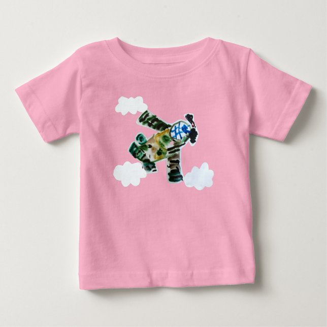 Camiseta De Bebé "Arte de niños" en un jet del ejército (Anverso)