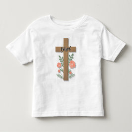 Camiseta De Bebé Arte de palabra bendita Cruz de madera y flores de