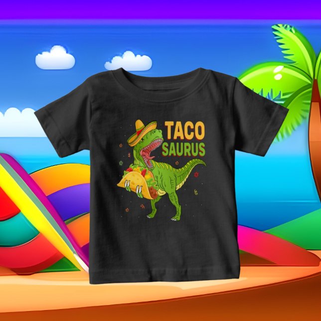 Camiseta De Bebé arte de palabra de dinosaur taco (Subido por el creador)