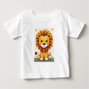 Camiseta De Bebé Arte de pared para guardería de león lindo selva