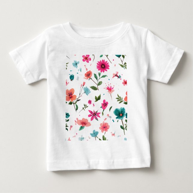 Camiseta De Bebé Arte de patrones florales vibrantes (Anverso)