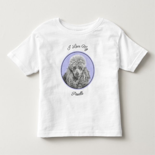 Camiseta De Bebé Arte de perro azul grisáceo de juguete en miniatur (Anverso)