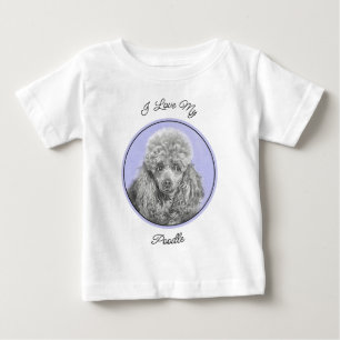 Camiseta De Bebé Arte de perro azul grisáceo de juguete en miniatur