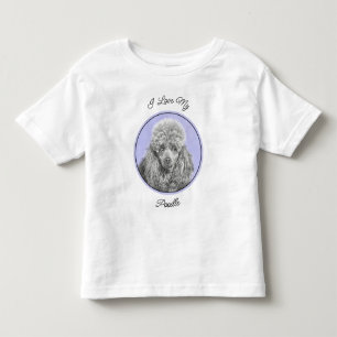 Camiseta De Bebé Arte de perro gris plateado azul juguete miniatura