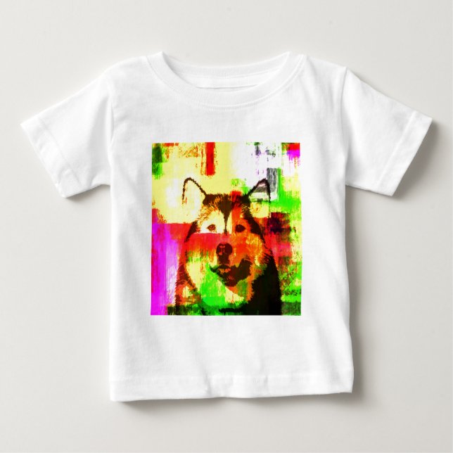 Camiseta De Bebé Arte de perros Husky Siberiano (Anverso)