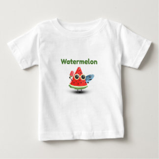 Camiseta De Bebé Arte de personaje de sandía adorable de verano pla