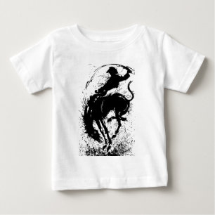 Camiseta De Bebé Arte de Silueta de Rodeo Vaquero Dinámico