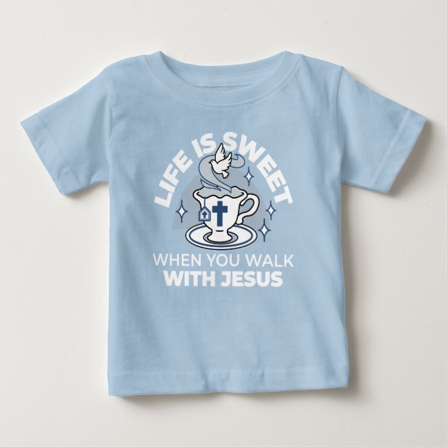 Camiseta De Bebé Arte de vida fiel - Equipo con cruz y paloma (Anverso)