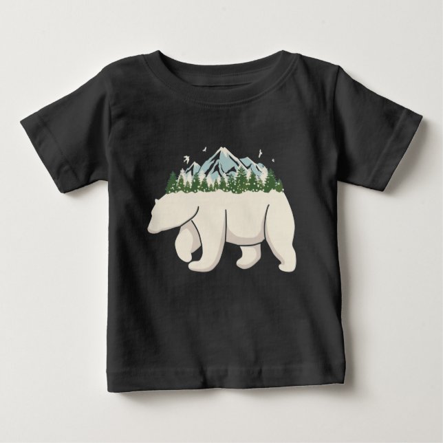 Camiseta De Bebé Arte del oso polar de la selva montañosa septentri (Anverso)