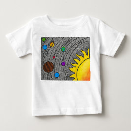 Camiseta De Bebé Arte del Sistema Solar Dibujado a Mano – Aprende e
