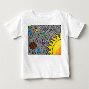 Camiseta De Bebé Arte del Sistema Solar Dibujado a Mano – Aprende e