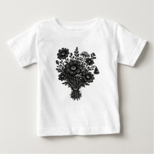 Camiseta De Bebé Arte floral botánico linóleo de flores silvestres