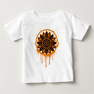 Camiseta De Bebé Arte floral de girasol moderno abstracto naturalez