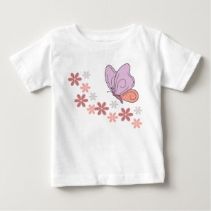 Camiseta De Bebé Arte floral de mariposa blanca