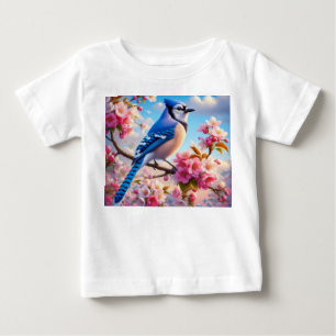 Camiseta De Bebé arte floral/primavera de arrendajo azul