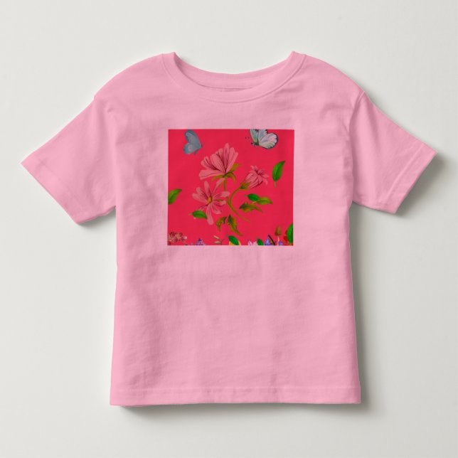 Camiseta De Bebé Arte floral y de mariposas para niña (Anverso)