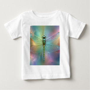 Camiseta De Bebé Arte fractal de libélula pastel elegante,