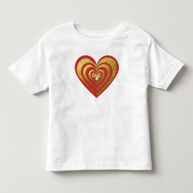 Camiseta De Bebé Arte metálico de corazones cromados (Anverso)