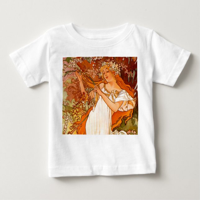 Camiseta De Bebé Arte Nouveau Primavera de Alphonse Mucha (Anverso)