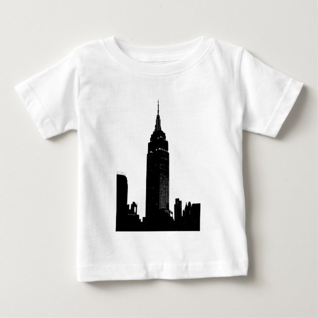 Camiseta De Bebé Arte pop blanco y negro en Nueva York (Anverso)