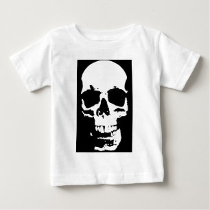 Camiseta De Bebé Arte pop blanco y negro Skull estilo Guay