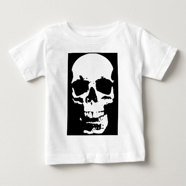 Camiseta De Bebé Arte pop blanco y negro Skull estilo Guay (Anverso)