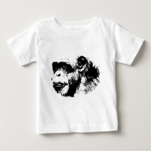 Camiseta De Bebé Arte pop chimpancé negro y blanco