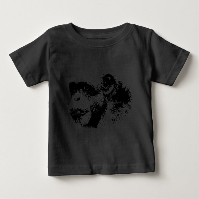 Camiseta De Bebé Arte pop chimpancé negro y blanco (Anverso)