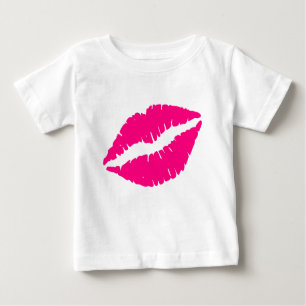 Camiseta De Bebé Arte pop de beso con lápiz labial rosa