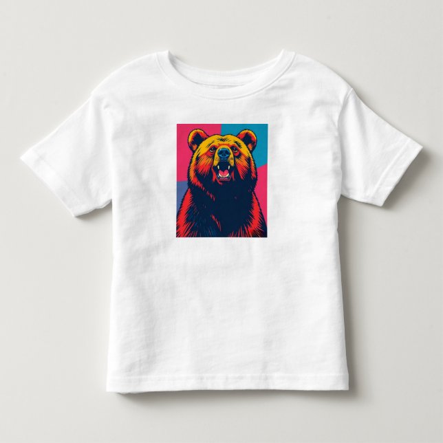 Camiseta De Bebé Arte pop de oso pardo (Anverso)